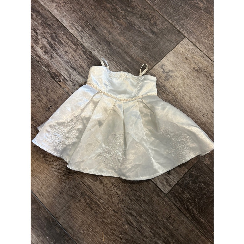 Build-A-Bear Workshop White Satin Wedding Dress Plush Outfit Floral Embroidery
